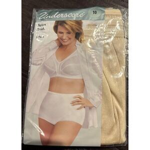 Underscore 3 Pack Womens Size 10 Nylon Briefs Panties Nude Color JCPenney NEW